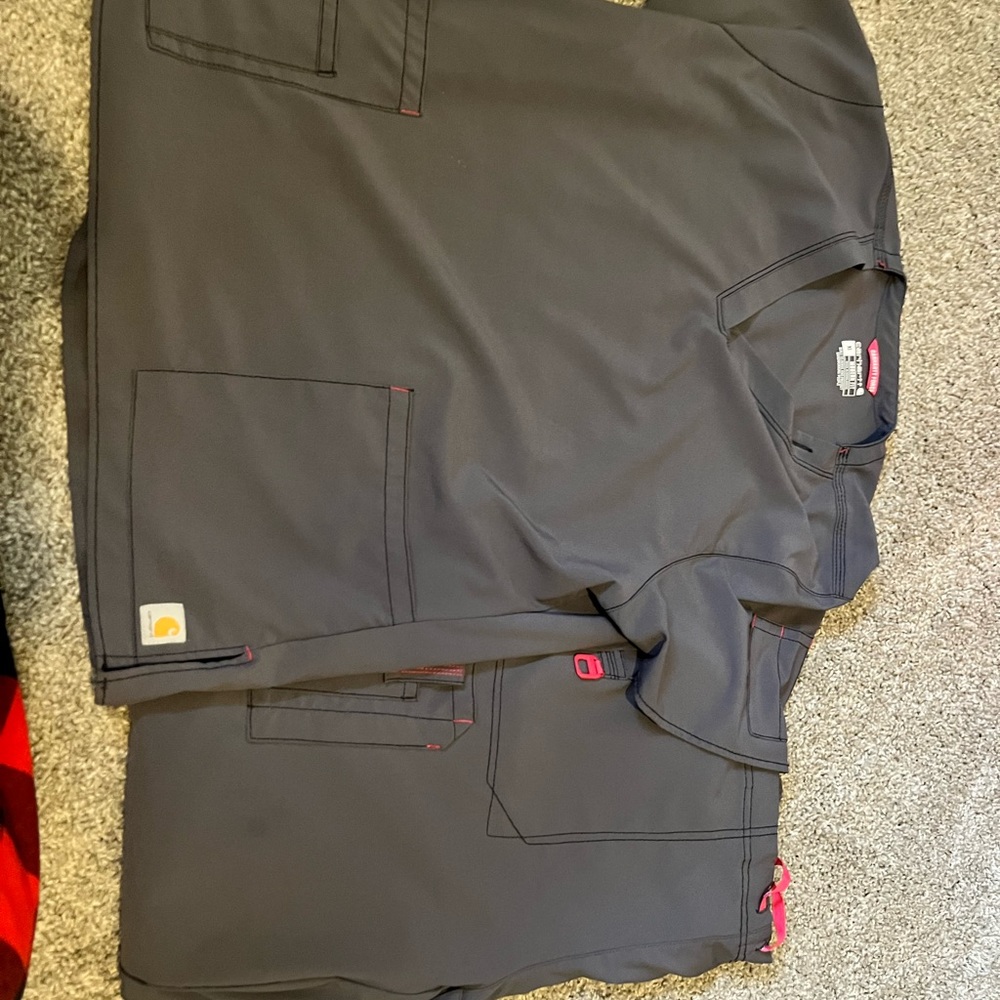 Grey and pink Carhart scrub set